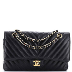 Chanel Medium Classic Double Flap Bag Chevron Lambskin